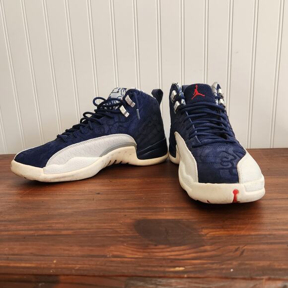 Jordan 12 Men's Size 8M International Blue/White Pre-owned‎ Good Clean - Picture 1 of 12